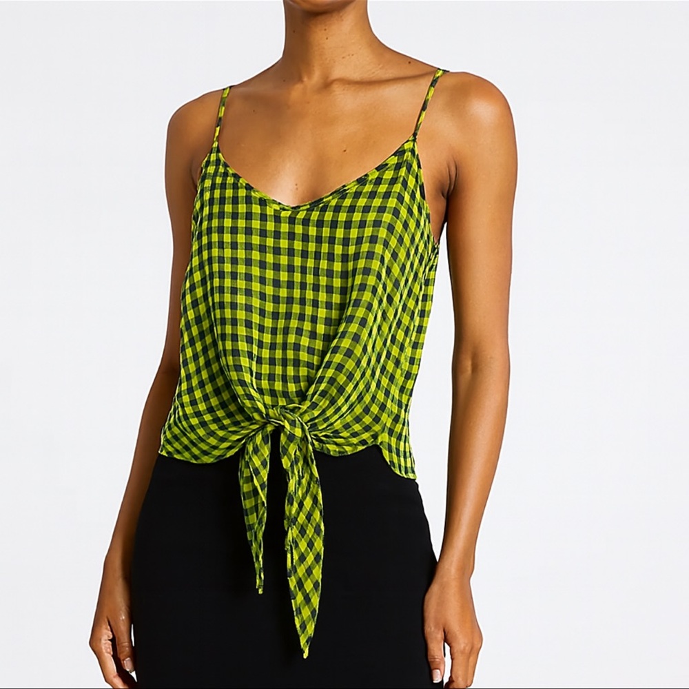 Kimchi Blue by Urban Outfitters Gingham Tie Front Blouse, NEW